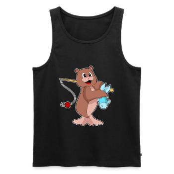 Seehund Angler Fisch Angeln - Männer Premium Bio Tank Top - Schwarz - Vorne - Michal (187cm)