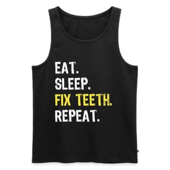 Eat Sleep Fix Teeth Repeat Dentist Shirt - Men's Premium Organic Tank Top - black - Front - AI Model Male 178 light (178cm)