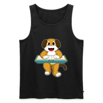 Dog Musician Keyboard Music - Débardeur bio Premium Homme - noir - Devant - AI Model Male 178 light (178cm)