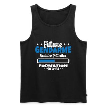Future Gendarme Formation en Cours Humour - Débardeur bio Premium Homme - noir - Devant - AI Model Male 178 light (178cm)