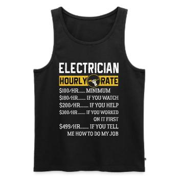 Électricien Cadeaux Électricien Taux horaire - Débardeur bio Premium Homme - noir - Devant - Michal (187cm)