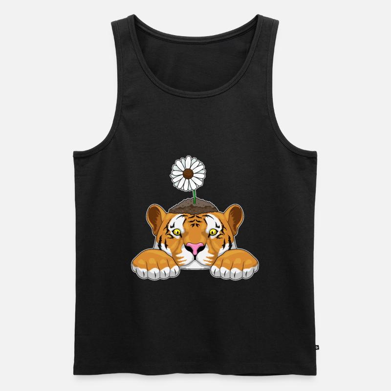 Tiger Gänseblümchen - Männer Premium Bio Tank Top - Schwarz