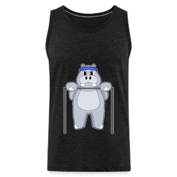Hippopotamus Bodybuilders Pull-ups Bodybuilding - Men's Premium Organic Tank Top - charcoal grey - Front - Alexander (188cm)