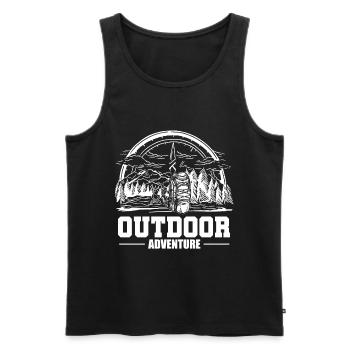 Outdoor Adventure – Camper Mountain Badge - Männer Premium Bio Tank Top - Schwarz - Vorne - AI Model Male 178 light (178cm)