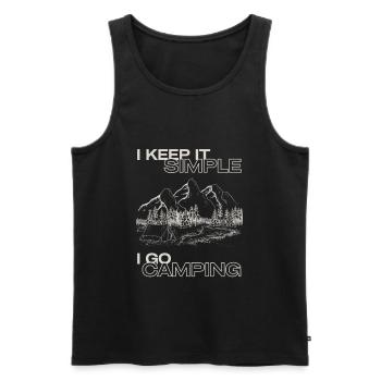 I keep it simple i go camping tent mountains outdoor - Men's Premium Organic Tank Top - black - Front - AI Model Male 178 light (178cm)