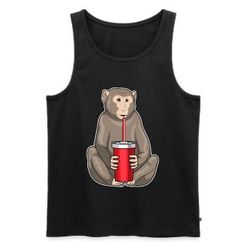 Affe Becher to go - Männer Premium Bio Tank Top - Schwarz - Vorne - Michal (187cm)