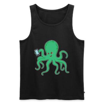 Krake Smartphone - Männer Premium Bio Tank Top - Schwarz - Vorne - Michal (187cm)