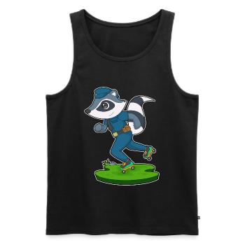 Raccoon Policier Patins à roulettes Police - Débardeur bio Premium Homme - noir - Devant - Michal (187cm)