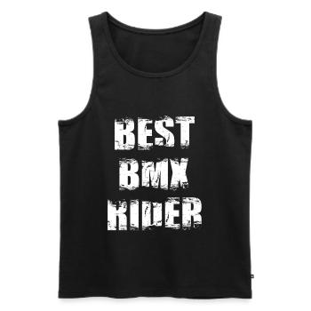 Slogan du cycliste BMX - Débardeur bio Premium Homme - noir - Devant - AI Model Male 178 light (178cm)