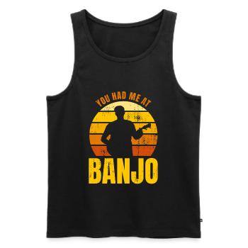Citation : Joueur de banjo - Débardeur bio Premium Homme - noir - Devant - AI Model Male 178 light (178cm)