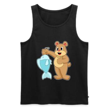 Pêche à la ligne à l’ours Pêche au poisson - Débardeur bio Premium Homme - noir - Devant - Michal (187cm)