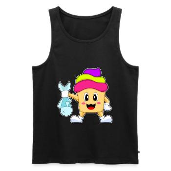 Pêche au poisson Cupcake Angler - Débardeur bio Premium Homme - noir - Devant - Michal (187cm)