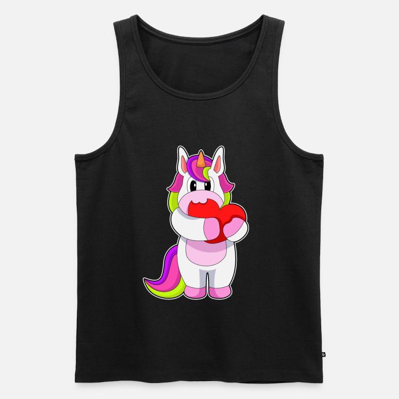 Einhorn Herz - Männer Premium Bio Tank Top - Schwarz