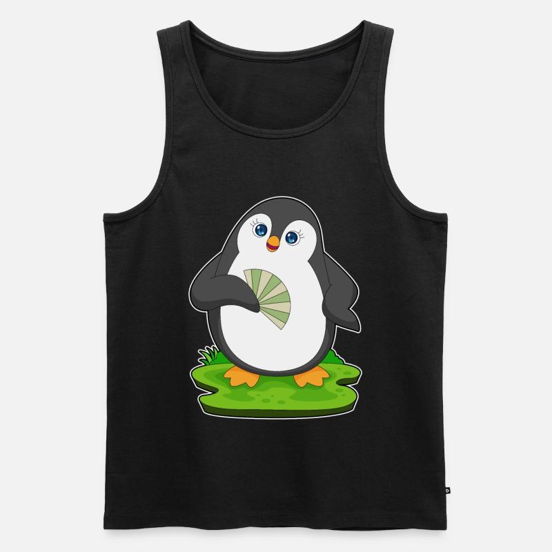Pinguin Handventilator - Männer Premium Bio Tank Top - Schwarz