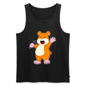 Chanteur de hamster Chant au micro - Débardeur bio Premium Homme - noir - Devant - Michal (187cm)
