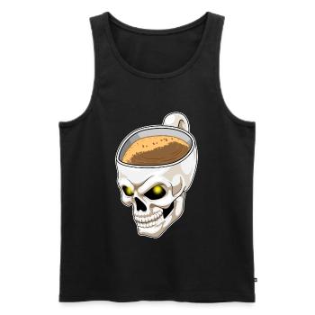 Totenkopf Tasse Kaffee - Männer Premium Bio Tank Top - Schwarz - Vorne - Michal (187cm)