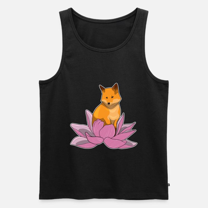 Fuchs Lotusblume - Männer Premium Bio Tank Top - Schwarz