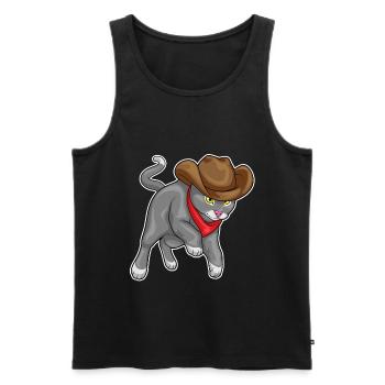 Chat Cowboy Cowboy Chapeau - Débardeur bio Premium Homme - noir - Devant - Michal (187cm)