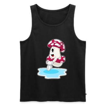 Saut d’eau à la nage aux champignons Été - Débardeur bio Premium Homme - noir - Devant - Michal (187cm)