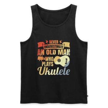 Ukulele Großvater - Männer Premium Bio Tank Top - Schwarz - Vorne - AI Model Male 178 light (178cm)