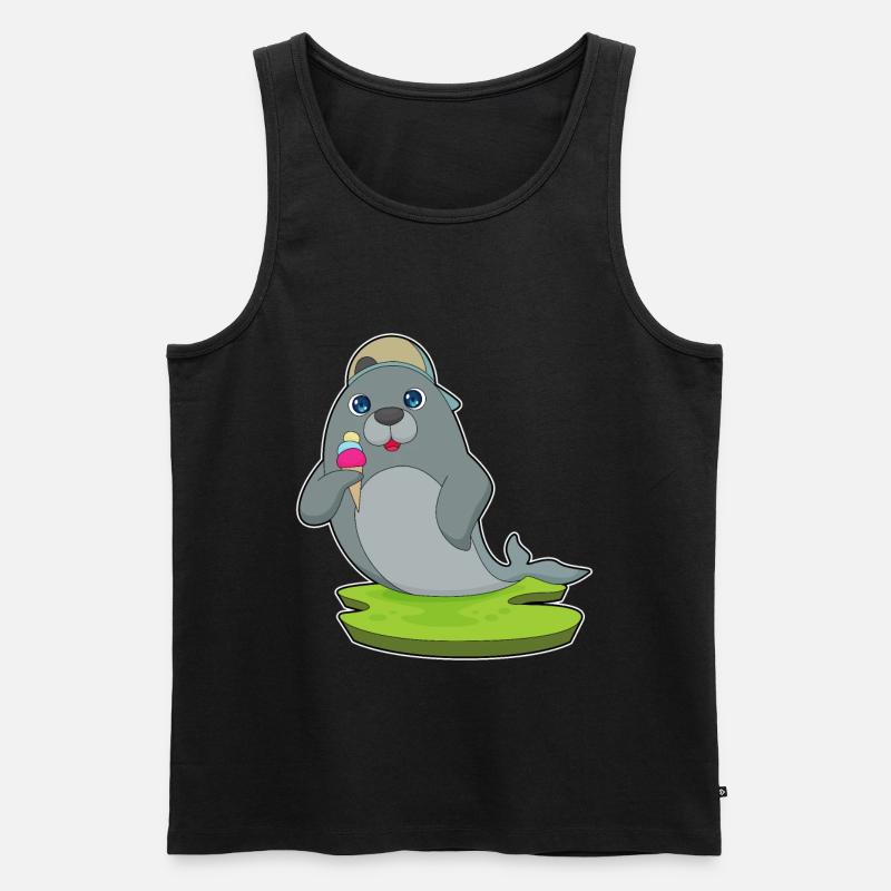 Seehund Eiswaffel - Männer Premium Bio Tank Top - Schwarz
