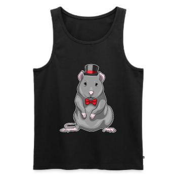 Mariage du marié Rat Hat Top Hat - Débardeur bio Premium Homme - noir - Devant - Michal (187cm)