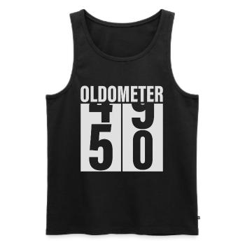 50e anniversaire Oldomètre - Débardeur bio Premium Homme - noir - Devant - AI Model Male 178 light (178cm)