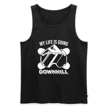 Mit meinem Leben geht es bergab - Männer Premium Bio Tank Top - Schwarz - Vorne - AI Model Male 178 light (178cm)
