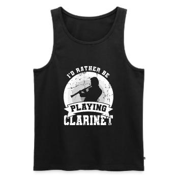 Funny clarinet joke - Men's Premium Organic Tank Top - black - Front - AI Model Male 178 light (178cm)