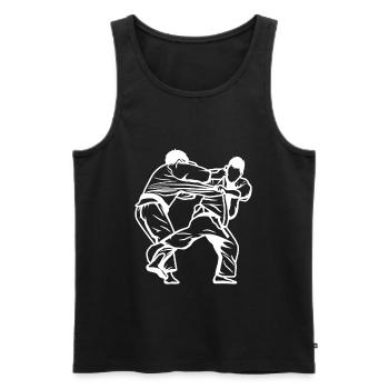 Judoka Skizze - Männer Premium Bio Tank Top - Schwarz - Vorne - AI Model Male 178 light (178cm)