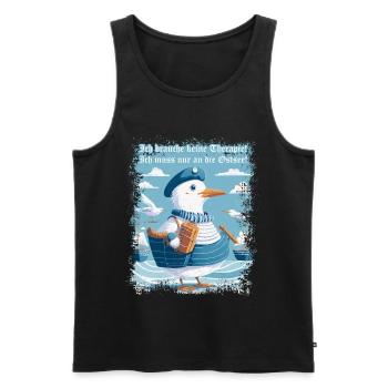 Ich brauche keine Therapie, muss nur an die Ostsee - Männer Premium Bio Tank Top - Schwarz - Vorne - Michal (187cm)