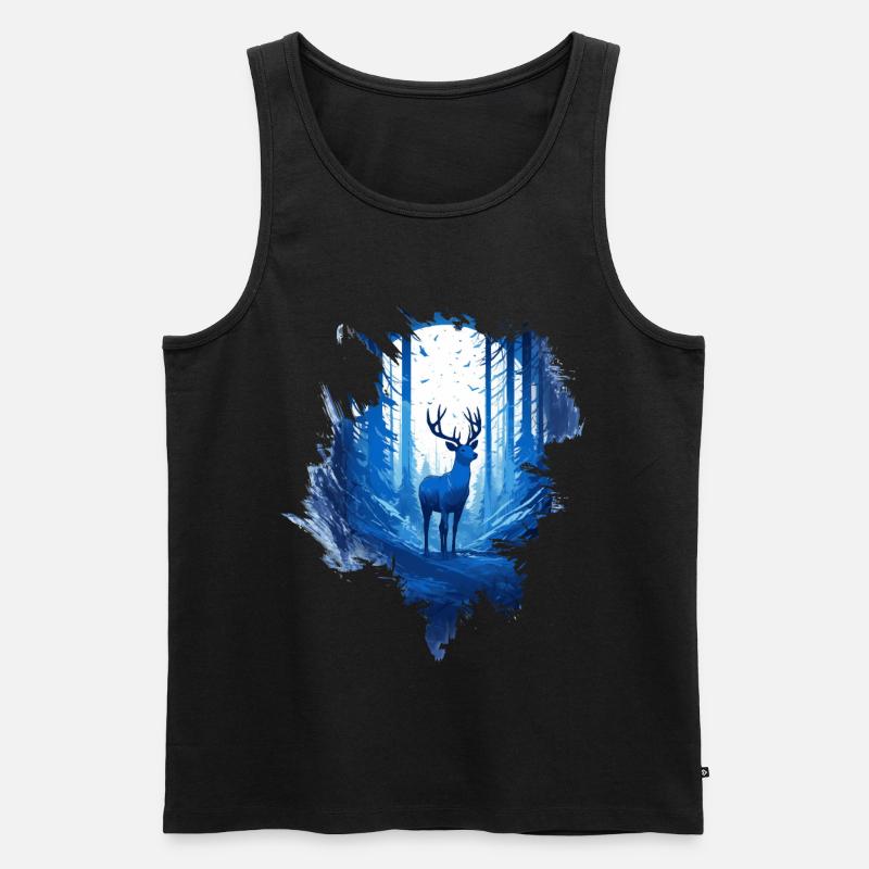 Hirsch im Wald - Männer Premium Bio Tank Top - Schwarz
