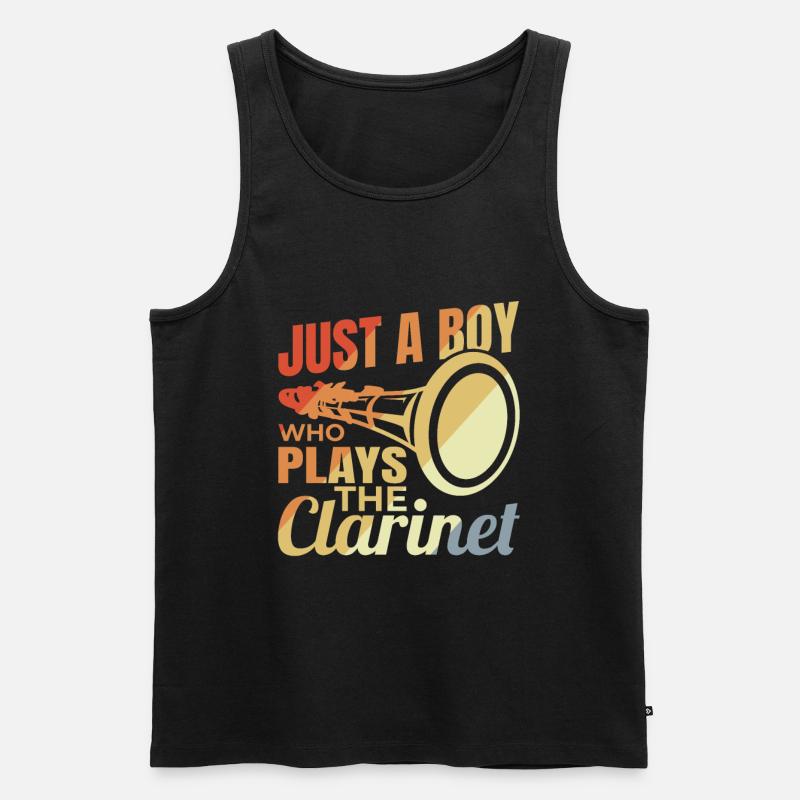 Junger Klarinettenspieler - Männer Premium Bio Tank Top - Schwarz