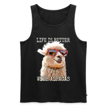Alpaca Life Is Better With Alpacas Lama Alpacas - Men's Premium Organic Tank Top - black - Front - Michal (187cm)