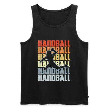 Vintage Handball - Männer Premium Bio Tank Top - Schwarz - Vorne - Michal (187cm)
