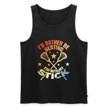 Lustiger Lacrosse Witz - Männer Premium Bio Tank Top - Schwarz - Vorne - Michal (187cm)