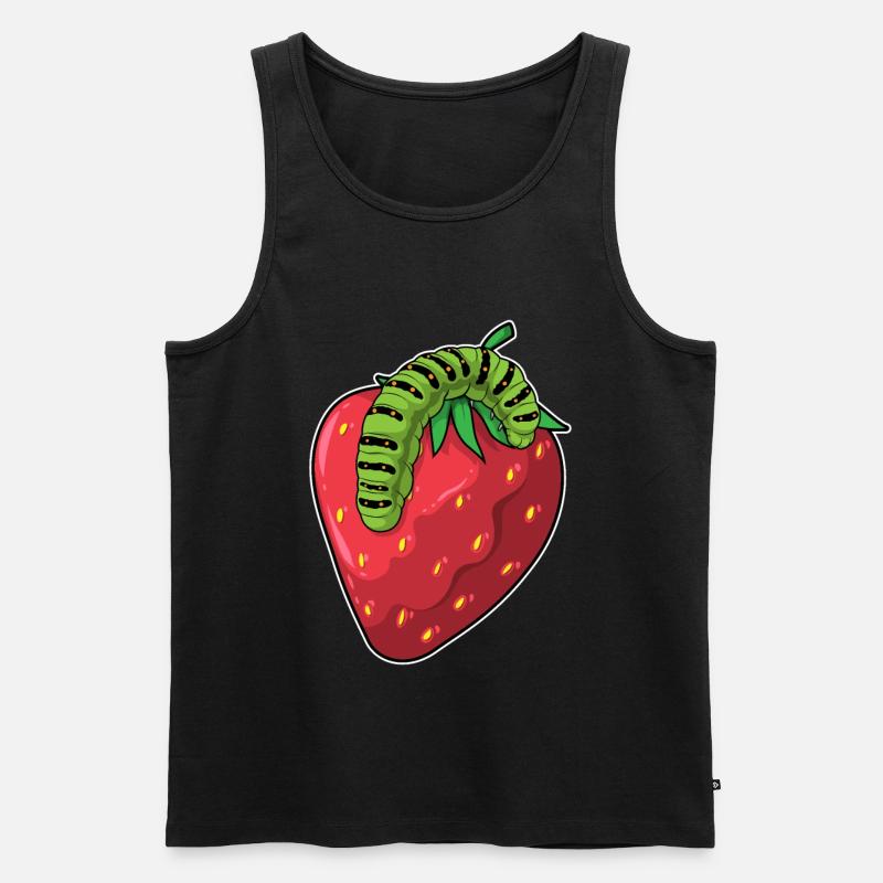 Raupe Erdbeere - Männer Premium Bio Tank Top - Schwarz