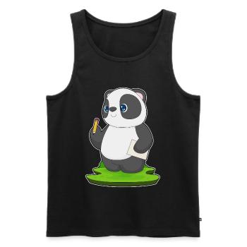 Panda Schüler Bleistift Schule - Männer Premium Bio Tank Top - Schwarz - Vorne - Michal (187cm)