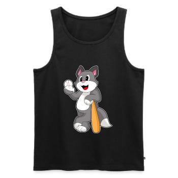 Katze Baseball Baseballschläger - Männer Premium Bio Tank Top - Schwarz - Vorne - Michal (187cm)