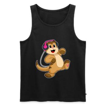Meerkat Headphones Music - Men's Premium Organic Tank Top - black - Front - Michal (187cm)