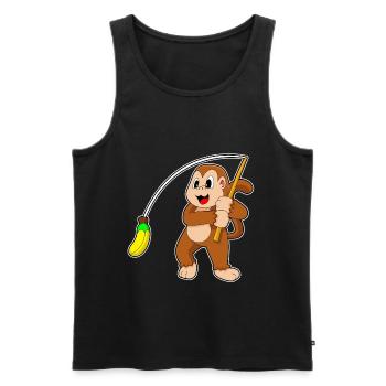 Affe Angler Angelrute Angeln - Männer Premium Bio Tank Top - Schwarz - Vorne - Michal (187cm)