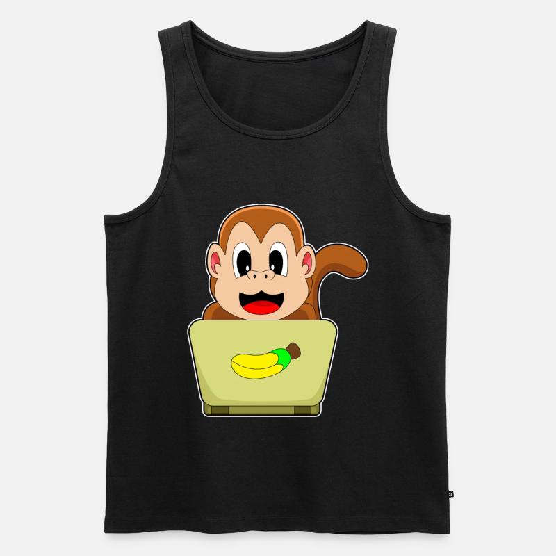 Affe Laptop - Männer Premium Bio Tank Top - Schwarz