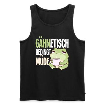 Gähntechnisch Bedingt Müde Frosch Morgenmuffel - Männer Premium Bio Tank Top - Schwarz - Vorne - Michal (187cm)