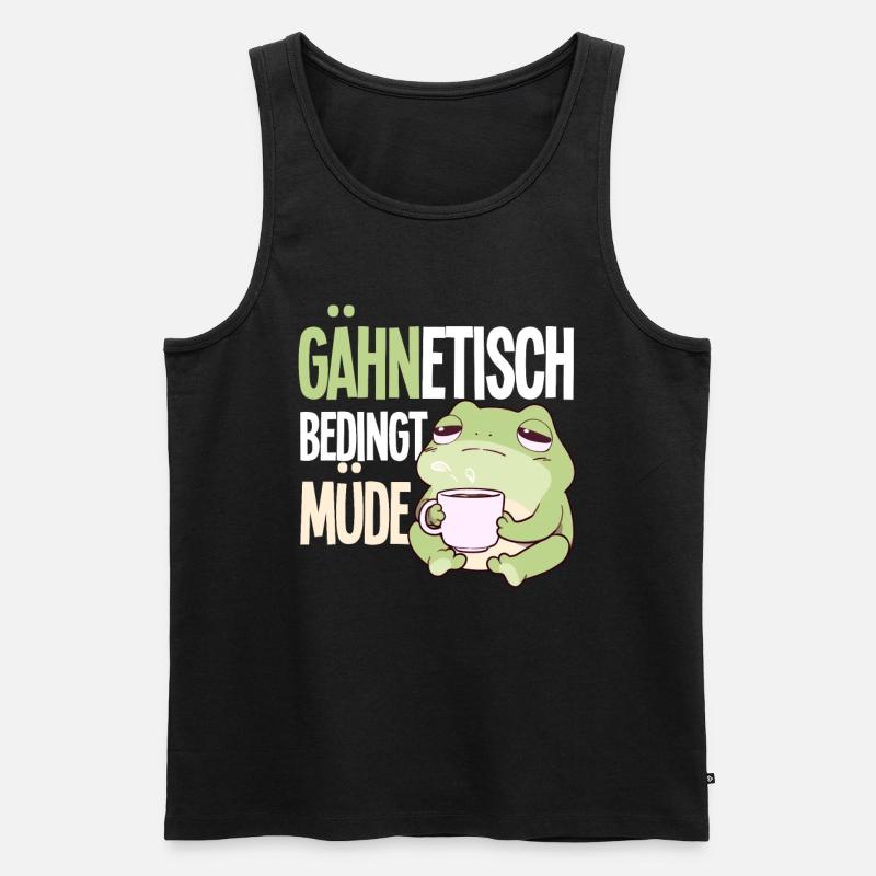 Gähntechnisch Bedingt Müde Frosch Morgenmuffel - Männer Premium Bio Tank Top - Schwarz