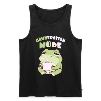 Gähneration Müde Morgenmuffel Kawaii Frosch Kaffee - Männer Premium Bio Tank Top - Schwarz - Vorne - Michal (187cm)