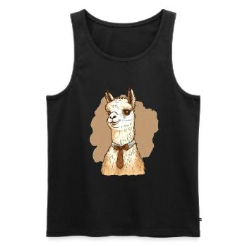 Freundliches Lama mit Fliege um den Hals - Männer Premium Bio Tank Top - Schwarz - Vorne - AI Model Male 178 light (178cm)