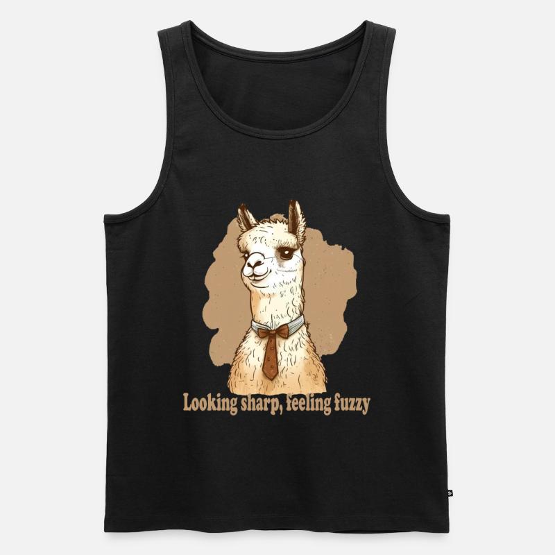Looking sharp feeling fuzzy Lama - Männer Premium Bio Tank Top - Schwarz