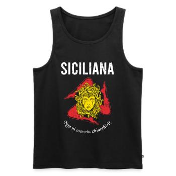 Non ni manciu chiacchiri! Trinacria Sicile - Débardeur bio Premium Homme - noir - Devant - Michal (187cm)