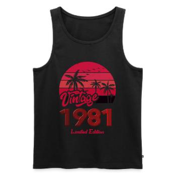 Vintage Year 1981 Limited Edition Red - Men's Premium Organic Tank Top - black - Front - AI Model Male 178 light (178cm)