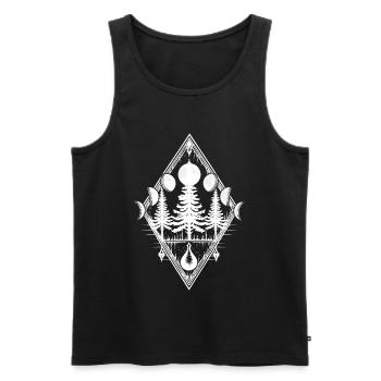 Mond Mondphasen Wald Bäume Okkult Pagan Wicca - Männer Premium Bio Tank Top - Schwarz - Vorne - AI Model Male 178 light (178cm)